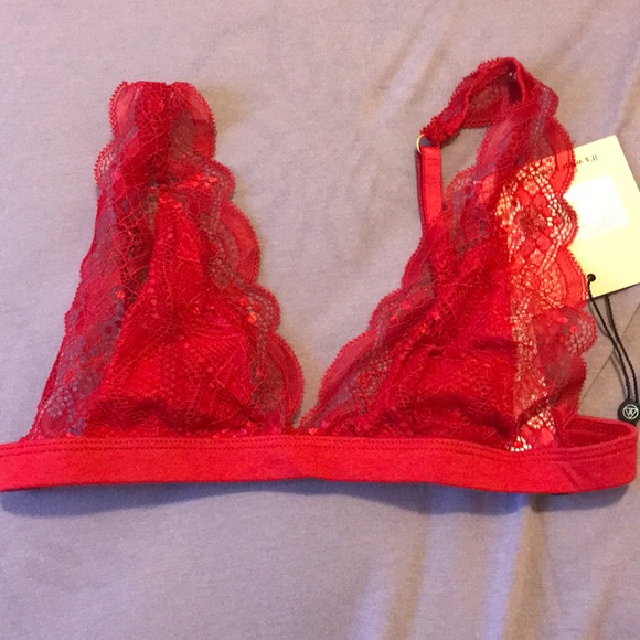 Missguided Lingerie Red Lace Triangle Bra - Picture 2 of 3